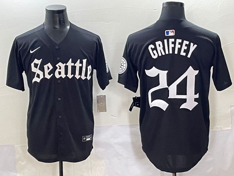Men 2025 Seattle Mariners #24 Griffey Black Five generations Joint Name Nike MLB Jersey style 1